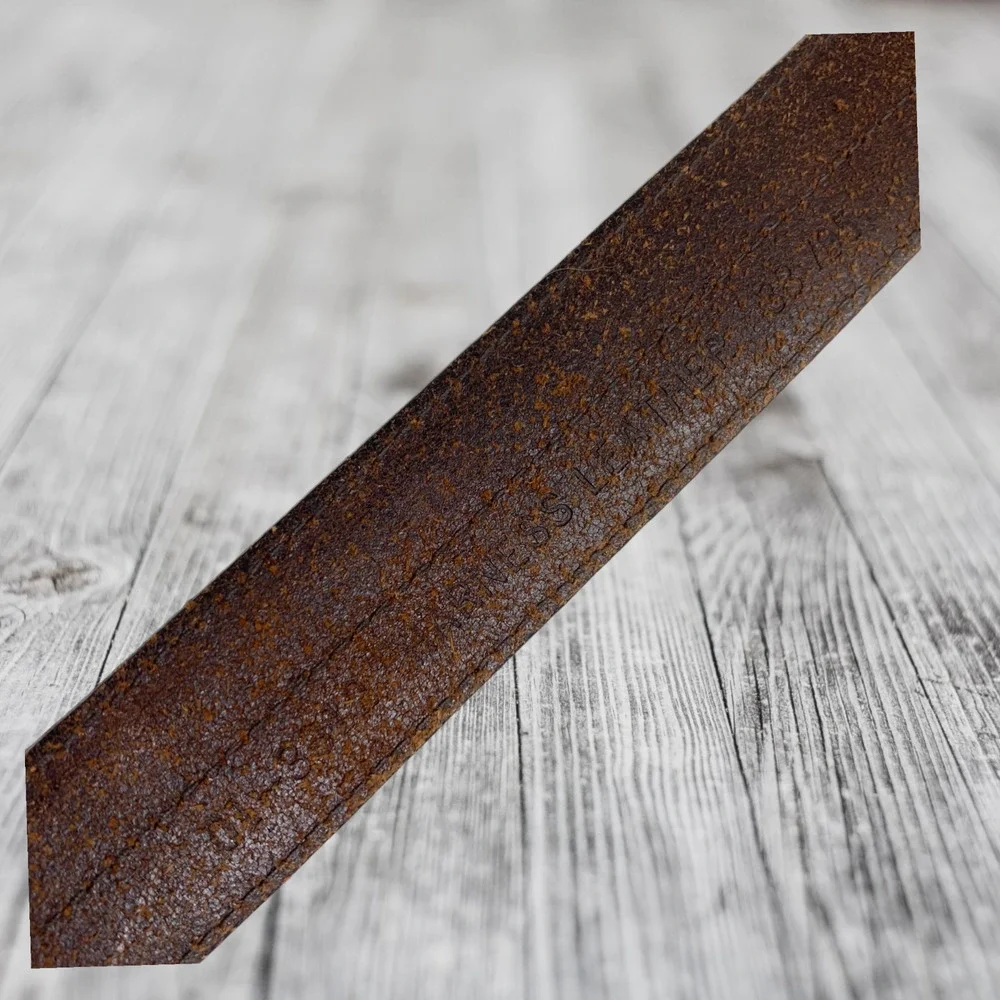 Vintage Classic Brown Harness Leather Seamed Belt Men's Sz 38 Solid Brass Buckle